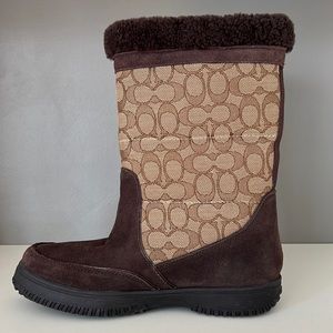Coach Sherman Signia Women’s Brown Sz 9B Suede Fleece Lined Winter Boots…